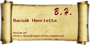 Bacsák Henrietta névjegykártya