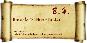 Bacsák Henrietta névjegykártya