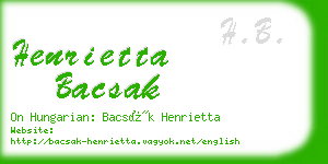 henrietta bacsak business card